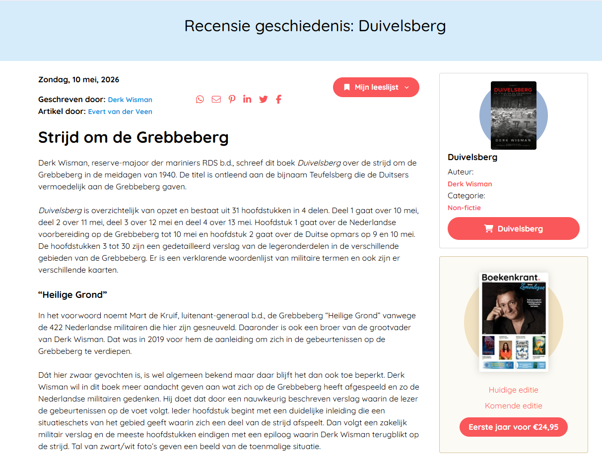 Recensie van Duivelsberg in Boekenkrant